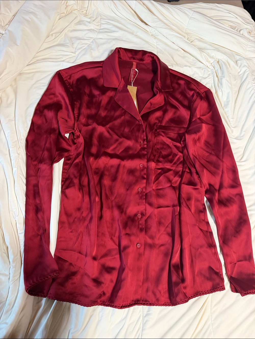 Skims satin pajamas top XS brick